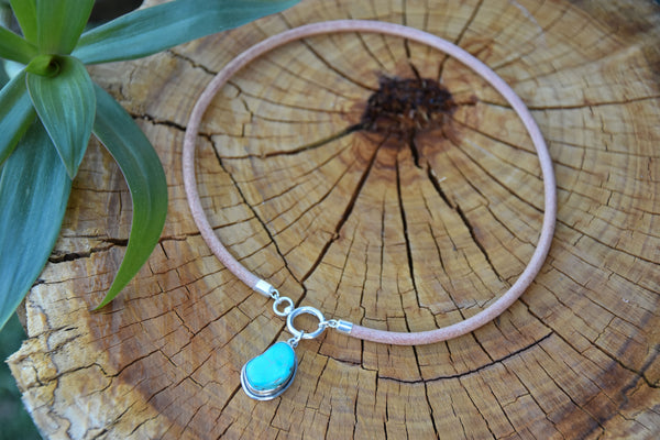 Turquoise and Leather Necklace