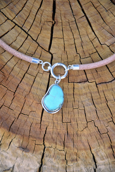 Turquoise and Leather Necklace