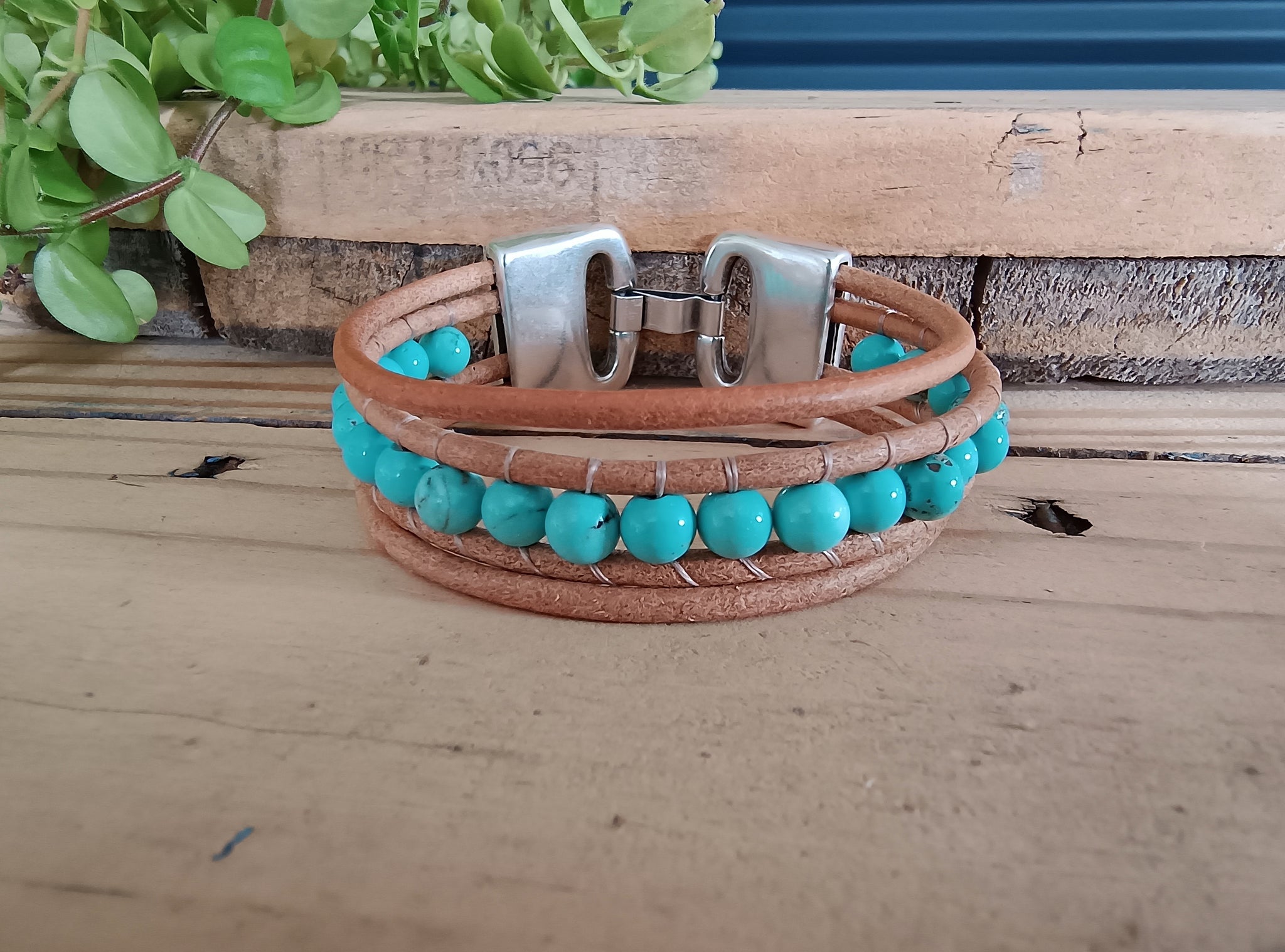 Wide Blue Howlite Bracelet