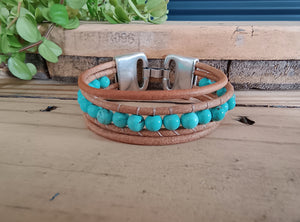 Wide Blue Howlite Bracelet