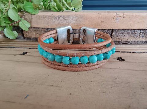 Wide Blue Howlite Bracelet