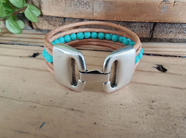 Wide Blue Howlite Bracelet