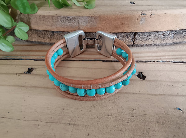Wide Blue Howlite Bracelet
