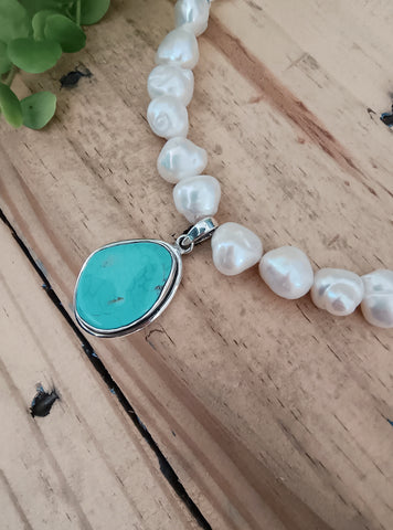 Turquoise & Freshwater Pearl Necklace